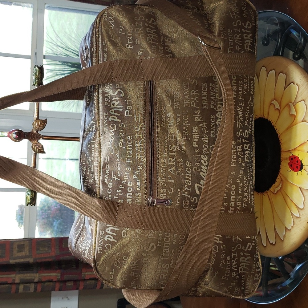 ππ€π VINTAGE FRANCE PARIS TAPESTRY CARRY-ON WEEKENDER TRAVEL LUGGAGE TOUR BAG - Picture 9 of 14